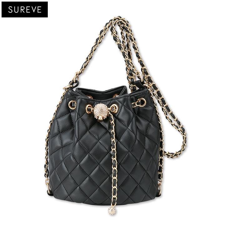 CHANEL 2way 巾着ショルダーバック 中古・古着通販】CHANEL (シャネル) 巾着ショルダーバッグ ネイビー