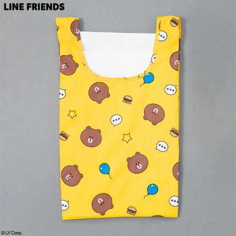 ポーチ付エコバッグ（LINE FRIENDS　ブラウン）
