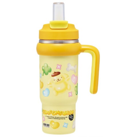 ハンドル付2WAYストローステンレスタンブラー（ポムポムプリン）