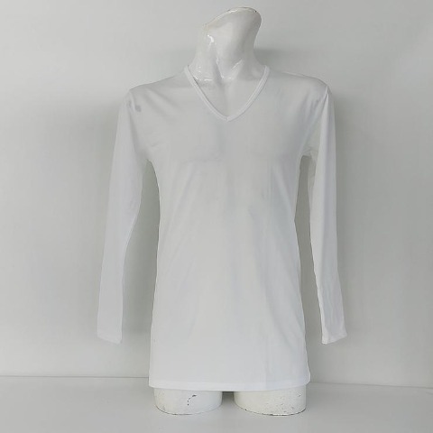 メンズ　長袖VネックインナーTシャツ（FIBER HEAT）