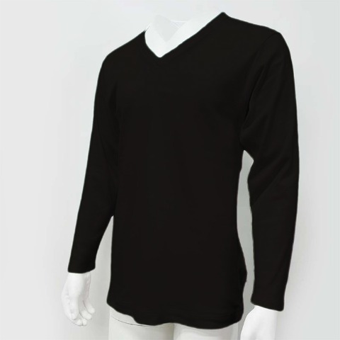 メンズ【M～LL】　長袖VネックインナーTシャツ（FIBER HEAT）