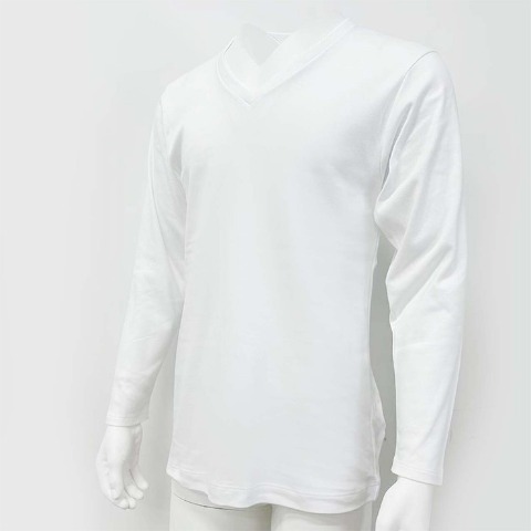 メンズ【M～LL】　長袖VネックインナーTシャツ（FIBER HEAT）