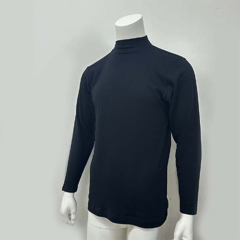 メンズ【M～LL】　長袖モックネックインナーTシャツ（FIBER HEAT）