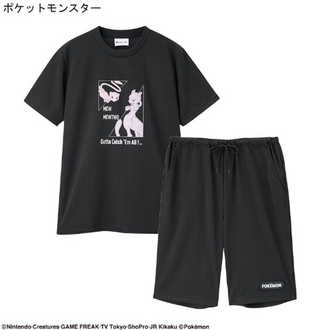 ポケモン ミュウ ミュウツー Tシャツ 黒 Lセットアップ メンズ ルームウェア（ミュウ＆ミュウツー＆メガミュウツー