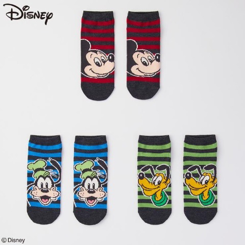 メンズ　3足組ソックス（ミッキーマウス&グーフィー&プルート）