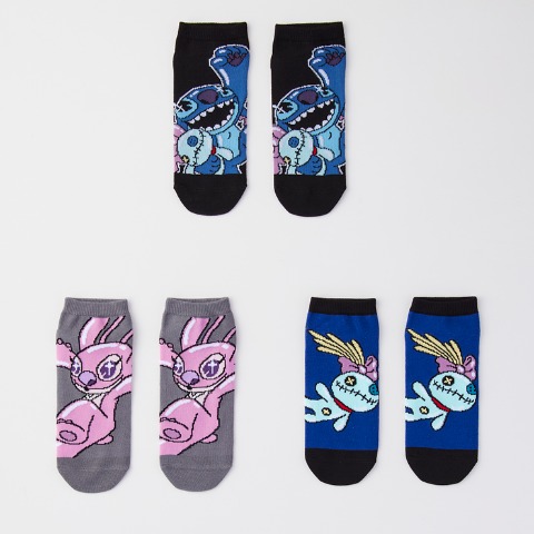 メンズ　3足組ソックス（スティッチ&エンジェル&スクランプ）