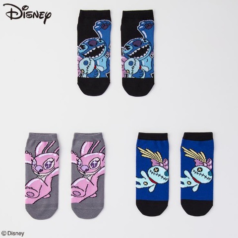 メンズ　3足組ソックス（スティッチ&エンジェル&スクランプ）