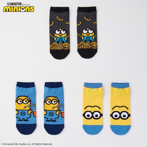 メンズ　3足組ソックス（ミニオンズ）