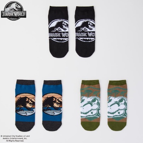 メンズ　3足組ソックス（ジュラシックワールド）