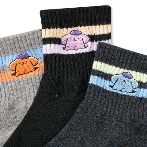 メンズ　3足組ソックス（ポムポムプリン）