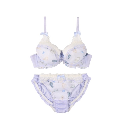 【B70～F75】キャットプリントブラジャー+ショーツセット