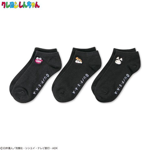 レディース　3足組スニーカーソックス（クレヨンしんちゃん）
