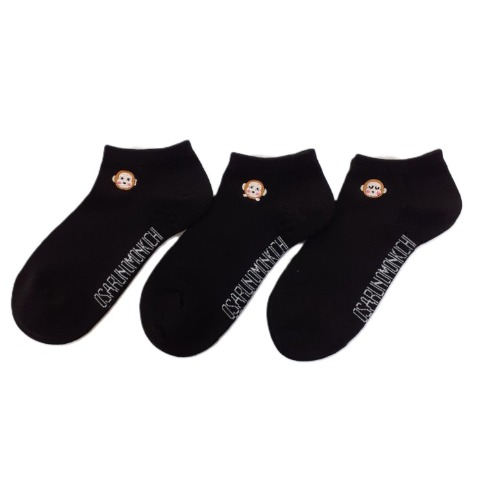 レディース　3足組ソックス（おさるのもんきち）