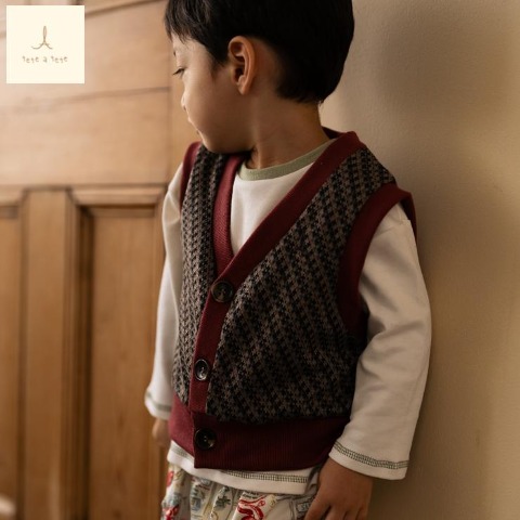 ベビー　長袖Tシャツ+ベスト （80～95cm・tete a tete）