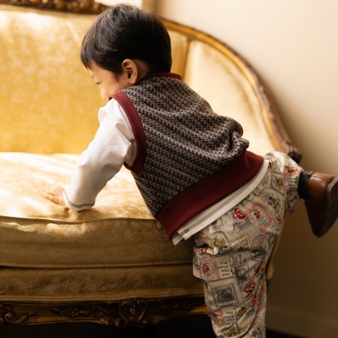 ベビー　長袖Tシャツ+ベスト （80～95cm・tete a tete）