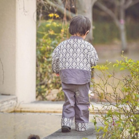 ベビー　シャツ+ロングパンツセット（80～95cm・アンティーク）