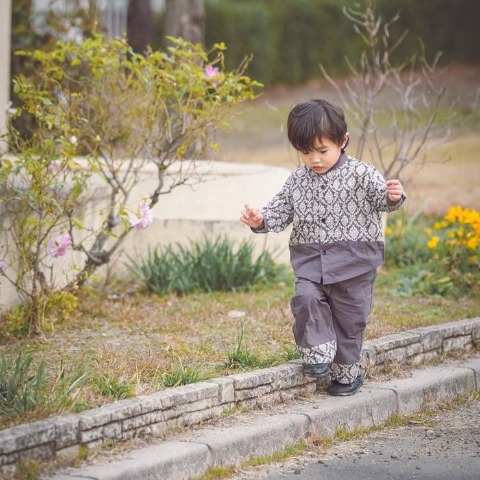 ベビー　シャツ+ロングパンツセット（80～95cm・アンティーク）