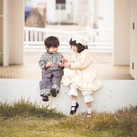 ベビー　シャツ+ロングパンツセット（80～95cm・アンティーク）