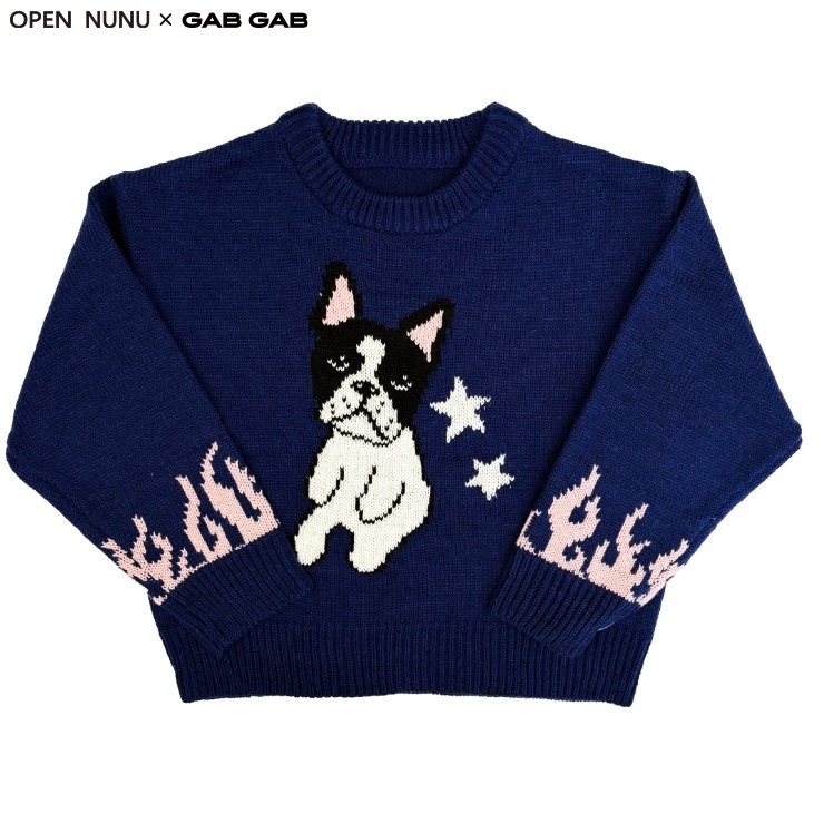ベビー犬柄7Gジャガードセーター（OPEN NUNU×GAB GAB・80～95cm