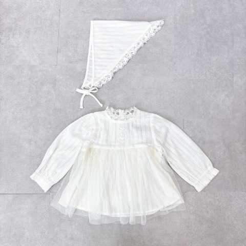 ベビー　長袖チュニック+ボンネット （80～95cm・Cottoli）