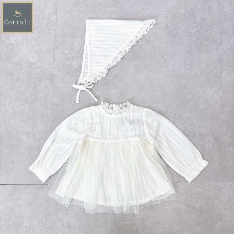 ベビー　長袖チュニック+ボンネット （80～95cm・Cottoli）