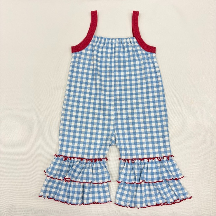 ベビー チェック柄フリル9分丈サロペット（80～95cm nennen neu
