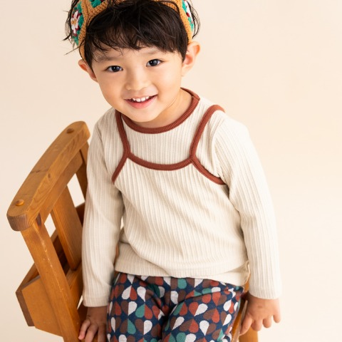 キッズ　長袖Tシャツ+ビスチェ（100～120cm・&mignon）