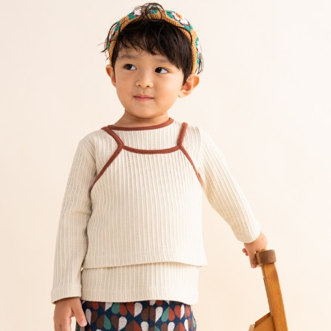 キッズ　長袖Tシャツ+ビスチェ（100～120cm・&mignon）
