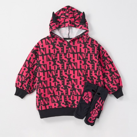 キッズ　プルパーカー（100～120cm・ROSE FAN FAN）