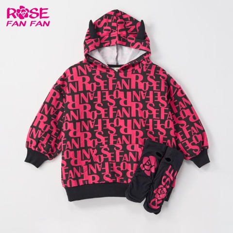 キッズ　プルパーカー（100～120cm・ROSE FAN FAN）