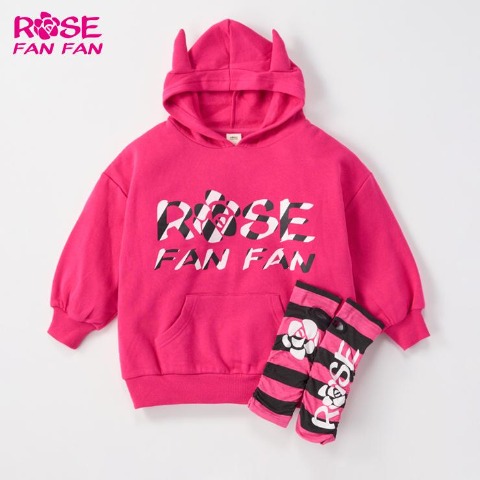 キッズ　プルパーカ（100～120cm・ROSE FAN FAN）