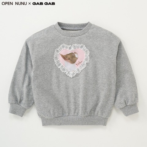 キッズ　ドッグアップリケトレーナー（100～120cm・OPEN NUNU×GAB GAB）