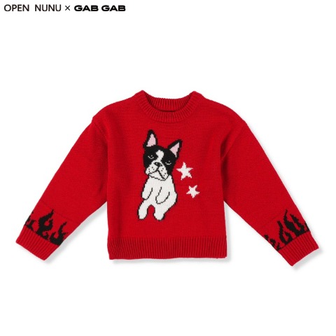 キッズ　犬柄7Gジャガードセーター（100～120cm・OPEN NUNU×GAB GAB）