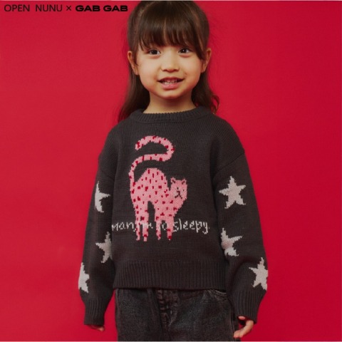 キッズ　アニマル柄7Gジャガードセーター（100～120cm・OPEN NUNU×GAB GAB）