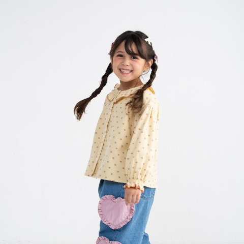 キッズ　ブラウス（100～120cm・moimoi/yukie） イエロー 203