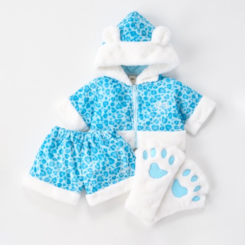 キッズ　ジップパーカ+ショートパンツ（100～120cm・ROSE FAN FAN）