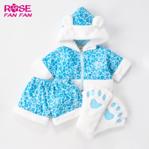 キッズ　ジップパーカ+ショートパンツ（100～120cm・ROSE FAN FAN）