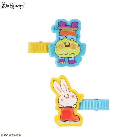 ヘアクリップ2点セット（水森亜土） シルバー 217