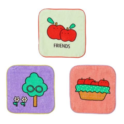 りんご柄ミニタオル３枚セット