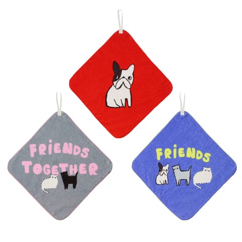 犬柄ループ付きタオル３枚セット