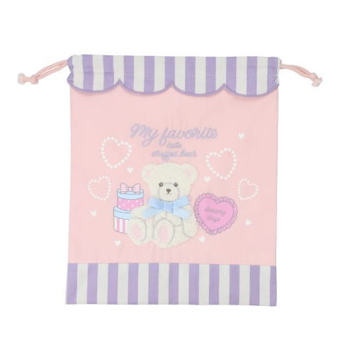 巾着Ｍ（テディベア） ピンク 210