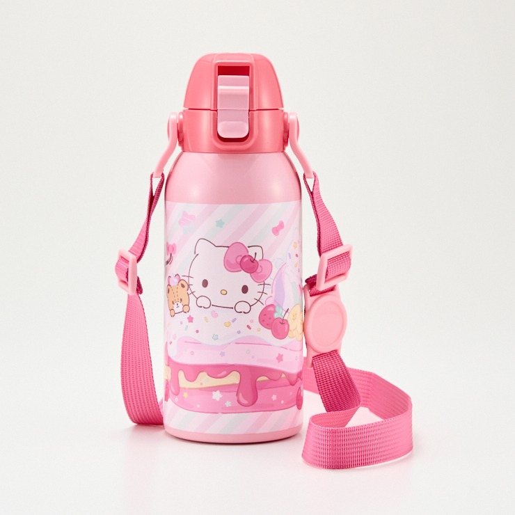レトロ‼️♡ハートの鈴 ベル ハローキティ ストラップ ピンク ローズビーズ付き ショルダー付きダイレクトボトル（ハローキティ） | バースデイ