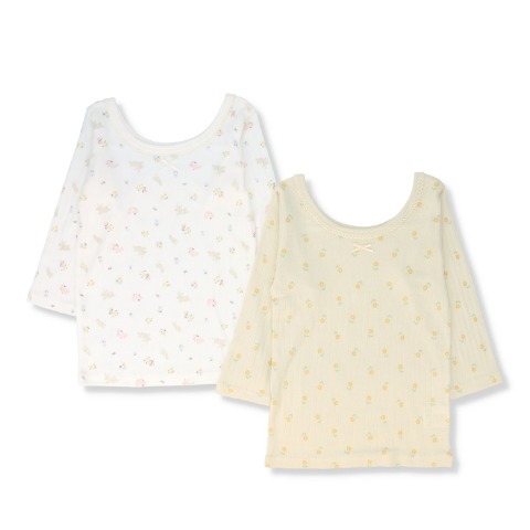 ベビー　バレエネック長袖シャツ２枚組（80～95cm・Birthday+）