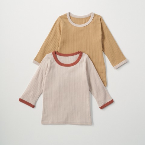 ベビー　2枚組長袖シャツ肌着（80～95㎝・＆mignon）