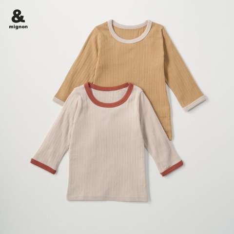 ベビー　2枚組長袖シャツ肌着（80～95㎝・＆mignon）