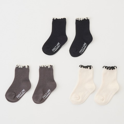 ベビー　3足組クルーソックス （9～15cm・DAILY LINE）