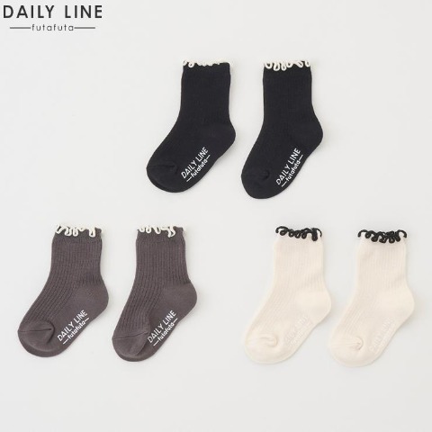 ベビー　3足組クルーソックス （9～15cm・DAILY LINE）