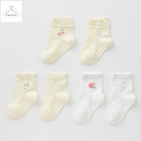 ベビー　3足組クルーソックス（9～15cm　mamaraku）