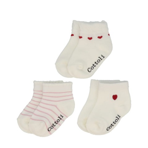 ベビー 3足組ショートクルーソックス（9~15cm・Cottoli）