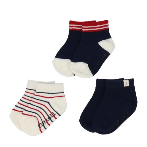 ベビー 3足組スニーカー丈ソックス（9~15cm・Cottoli）